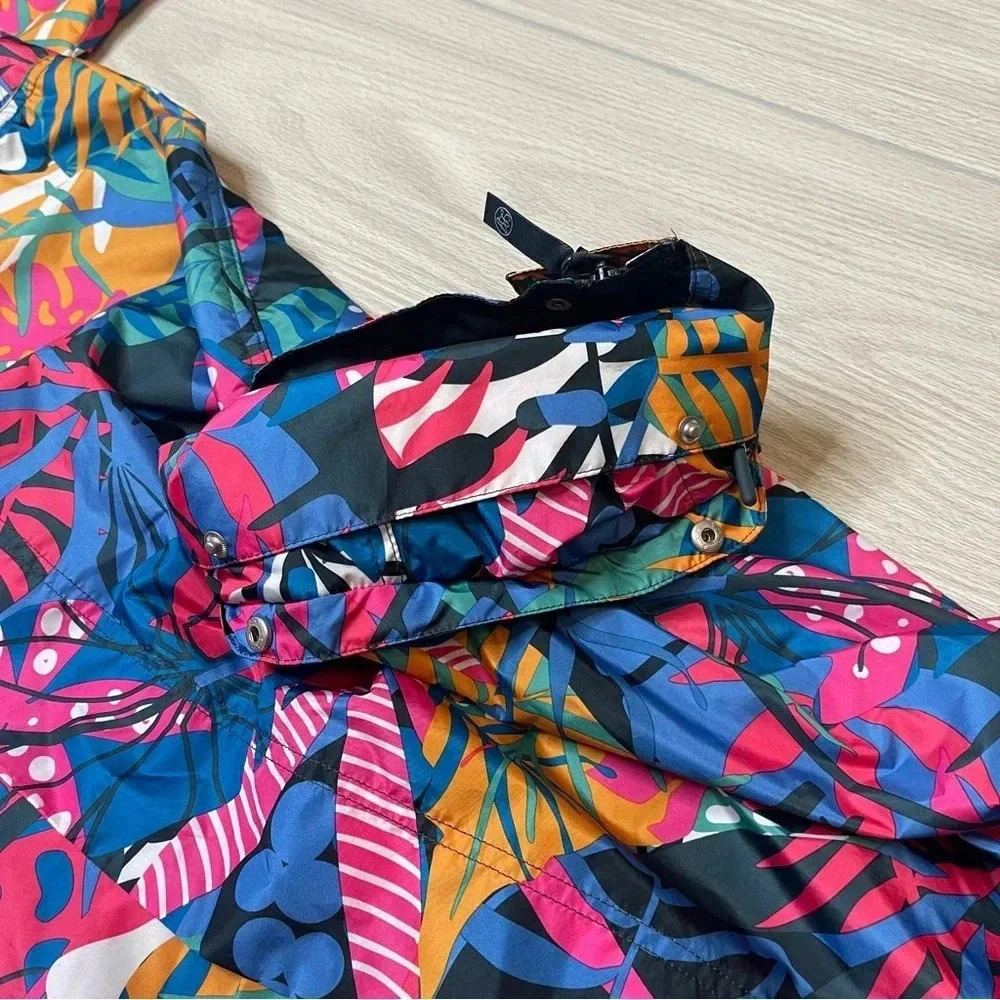 Lauren James Tropical Leaf Wind Breaker Rain Light Hooded Jacket Women’s Size M - Picture 9 of 14